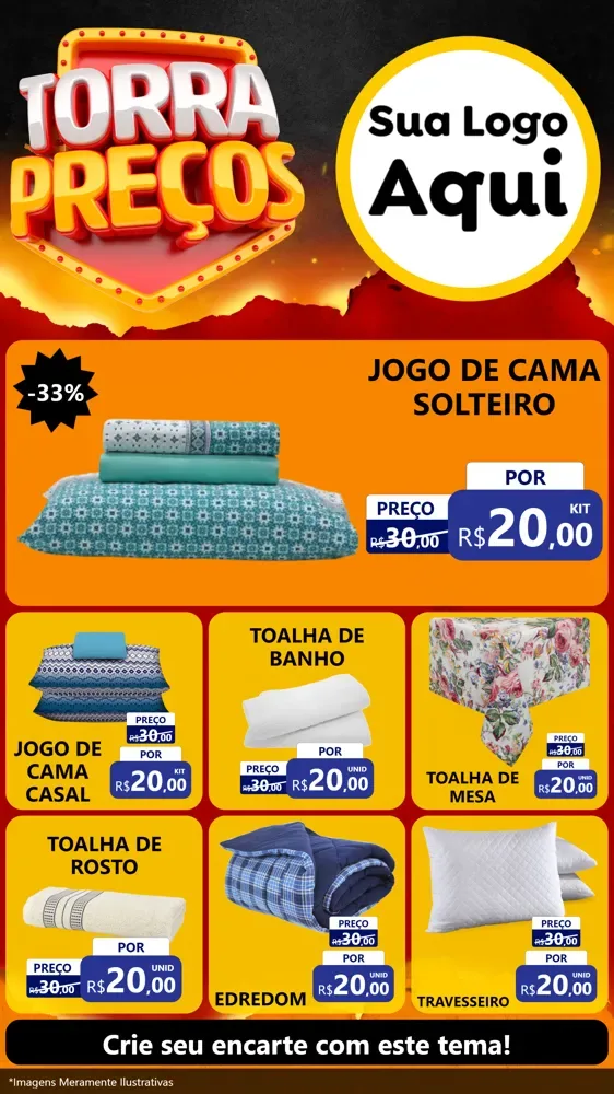 Modelo de Rede Social para Stories com o tema Torra Preços para Cama, Mesa e Banho
