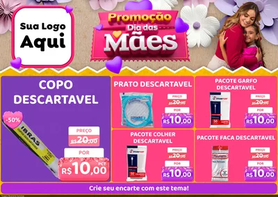 Modelo de Encarte para Encarte A4 Horizontal com o tema Promoção Dia das Mães para Embalagens