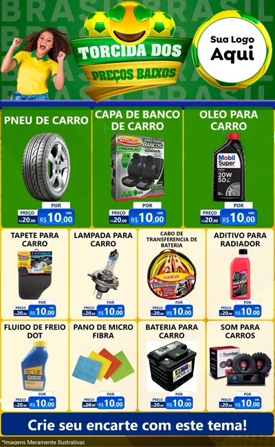 Modelo de Encarte para Encarte Grande com o tema Torcida dos Preços Baixos - Copa para Auto peças