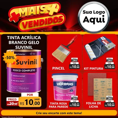 Modelo de Rede Social para Feed Facebook com o tema Mais Vendidos para Tintas e Ferramentas
