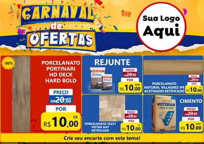 Modelo de Encarte para Encarte A4 Horizontal com o tema Carnaval de Ofertas para Pisos e revestimentos