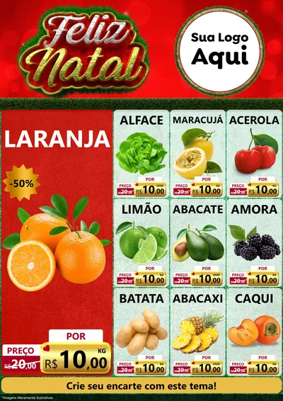 Modelo de Encarte para Encarte A4 Vertical com o tema Feliz Natal para Hortifrúti