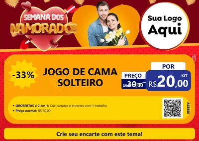Modelo de Cartaz para Cartaz A4 Horizontal com o tema Semana dos Namorados para Cama, Mesa e Banho
