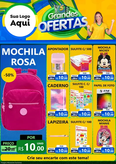 Modelo de Encarte para Encarte A4 Vertical com o tema Grandes Ofertas para Papelaria
