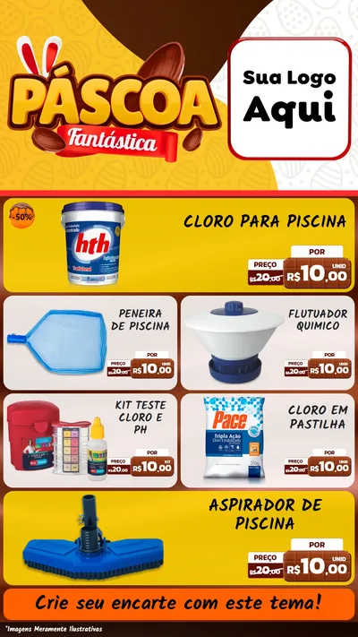 Modelo de TV para TV Vertical com o tema Páscoa Fantástica para Produtos para Piscina