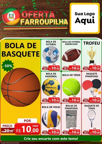 Modelo de Encarte para Encarte A4 Vertical com o tema Oferta Farroupilha para Artigos Esportivos