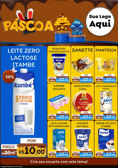 Modelo de Encarte para Encarte A4 Vertical com o tema Páscoa para Frios e Laticínios