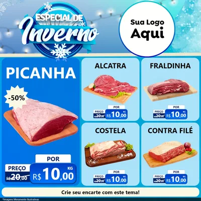 Modelo de Rede Social para Feed Facebook com o tema Especial de Inverno para Açougue