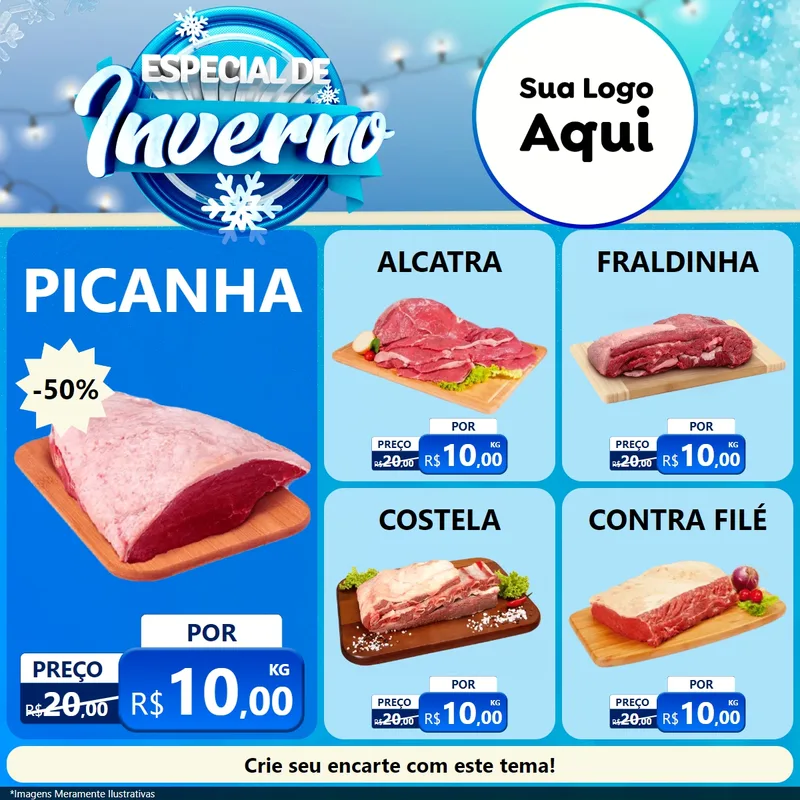 Modelo de Rede Social para Feed Facebook com o tema Especial de Inverno para Açougue