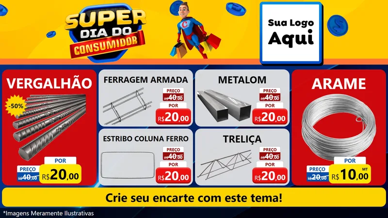 Modelo de TV para TV Horizontal com o tema Super Dia do Consumidor para Ferragens