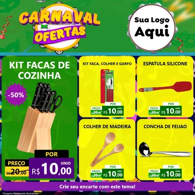 Modelo de Rede Social para Feed Facebook com o tema Carnaval de Ofertas para Utilidades Domésticas