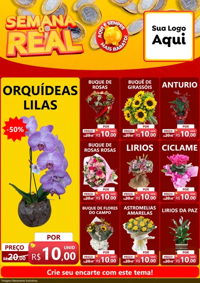 Modelo de Encarte para Encarte A4 Vertical com o tema Semana do Real para Floricultura e jardim