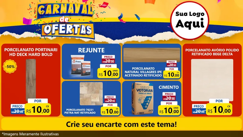 Modelo de TV para TV Horizontal com o tema Carnaval de Ofertas para Pisos e revestimentos