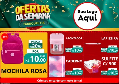 Modelo de Encarte para Encarte A4 Horizontal com o tema Ofertas da Semana Farroupilha para Papelaria