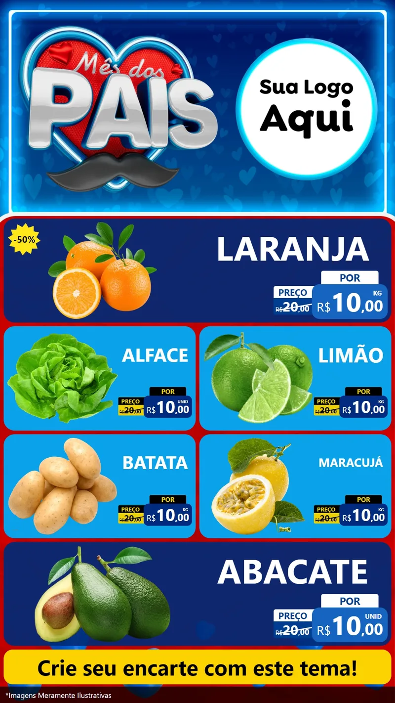 Modelo de TV para TV Vertical com o tema Mês Dos Pais para Hortifrúti
