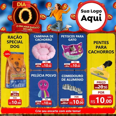 Modelo de Rede Social para Feed Facebook com o tema Dia O - O Dia Mais Barato Do Mês para Pet Shop