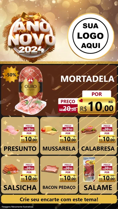 Modelo de Rede Social para Stories com o tema Feliz Ano Novo 2027 para Frios e Laticínios
