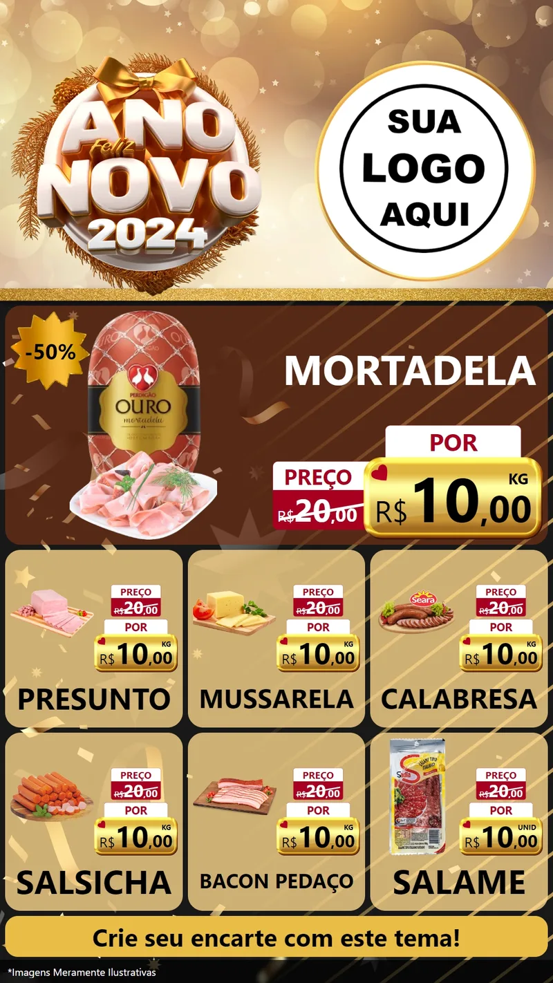 Modelo de Rede Social para Stories com o tema Feliz Ano Novo 2027 para Frios e Laticínios