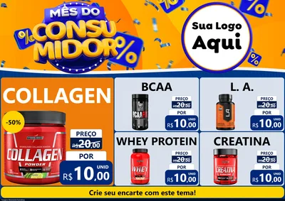 Modelo de Encarte para Encarte A4 Horizontal com o tema Mês do Consumidor para Suplementos alimentares