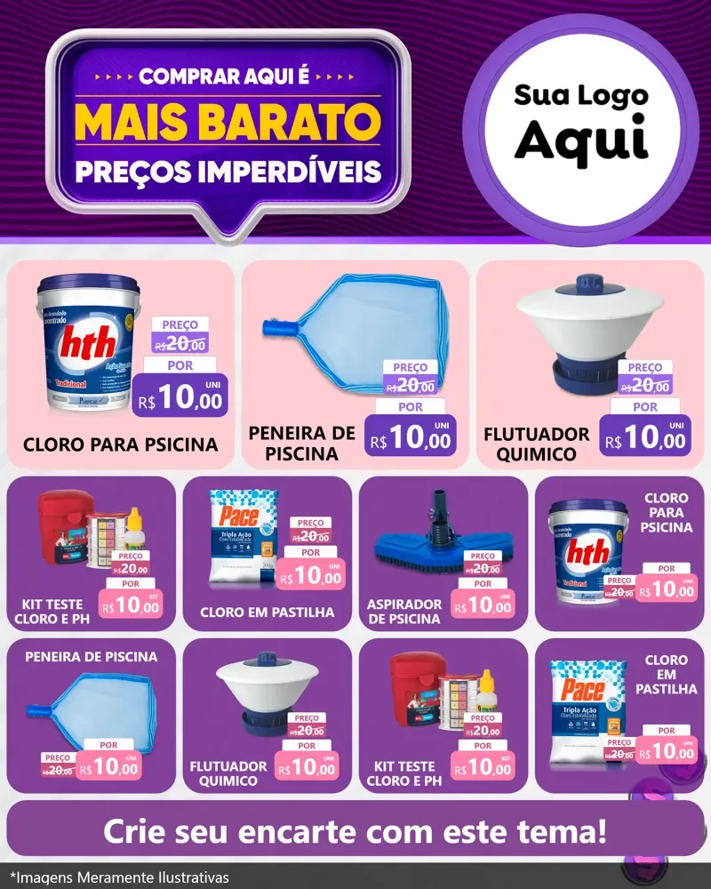 Modelo de Rede Social para Feed Instagram com o tema Mais Barato para Produtos para Piscina