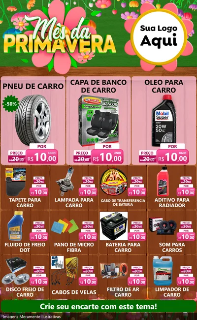 Modelo de Encarte para Encarte Grande com o tema Mês da Primavera para Auto peças
