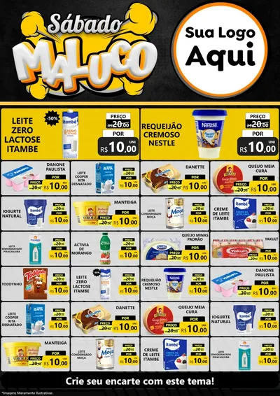 Modelo de Encarte para Encarte A4 Vertical com o tema Sábado Maluco para Frios e Laticínios
