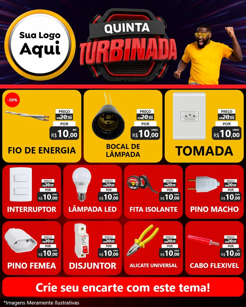 Modelo de Rede Social para Feed Instagram com o tema Quinta Turbinada para Materiais Elétricos