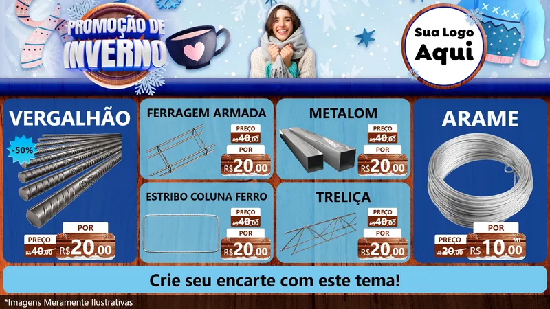 Modelo de TV para TV Horizontal com o tema Promoção de Inverno para Ferragens