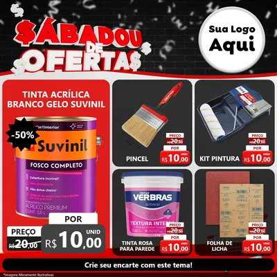 Modelo de Rede Social para Feed Facebook com o tema Sabadou de Ofertas para Tintas e Ferramentas