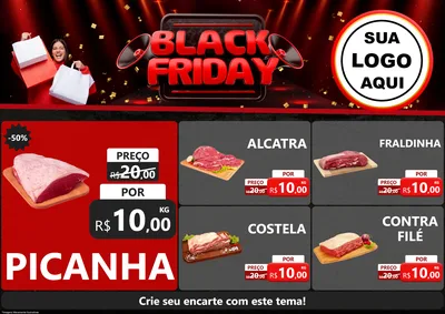 Modelo de Encarte para Encarte A4 Horizontal com o tema Black Friday para Açougue