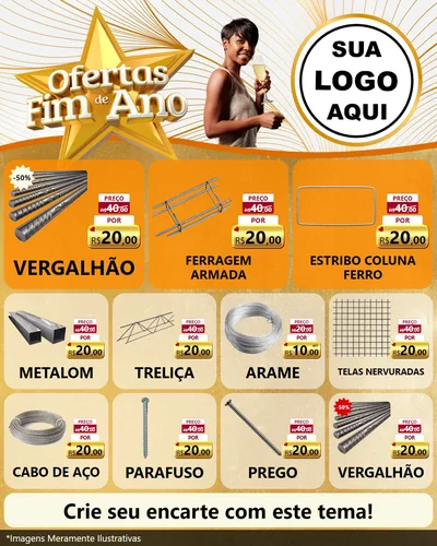 Modelo de Rede Social para Feed Instagram com o tema Ofertas Fim de Ano para Ferragens