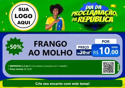 Modelo de Cartaz para Cartaz A4 Horizontal com o tema Dia Da Proclamação Da República para Restaurante