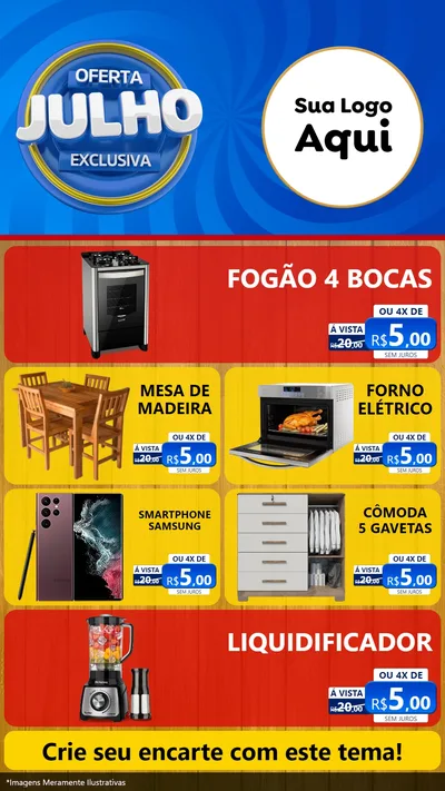Modelo de TV para TV Vertical com o tema Oferta Exclusiva, Julho para Móveis e Eletro