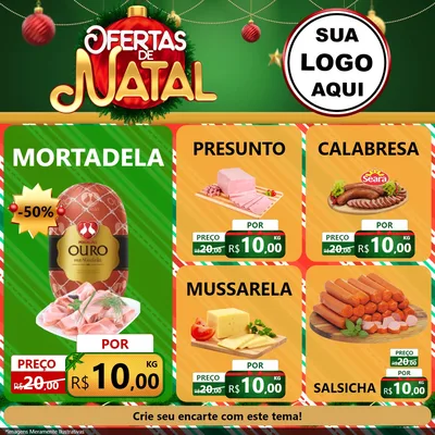 Modelo de Rede Social para Feed Facebook com o tema Ofertas de Natal para Frios e Laticínios