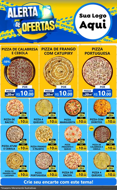 Modelo de Encarte para Encarte Grande com o tema Alerta de Ofertas para Pizzaria