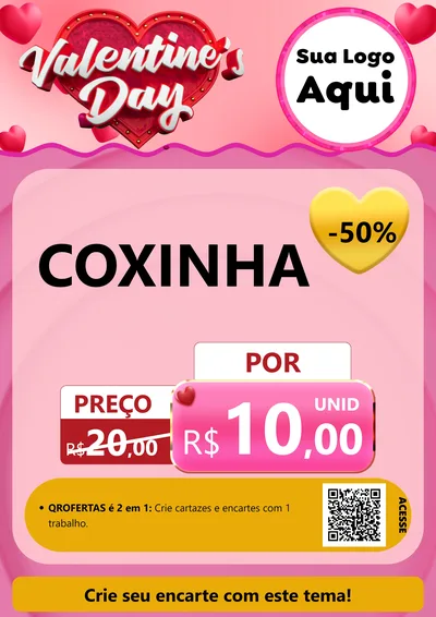 Modelo de Cartaz para Cartaz A4 Vertical com o tema Valentine's Day para Salgadaria