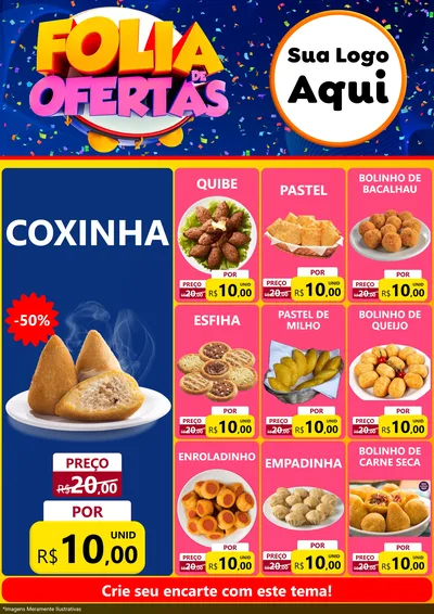 Modelo de Encarte para Encarte A4 Vertical com o tema Folia de Ofertas para Salgadaria