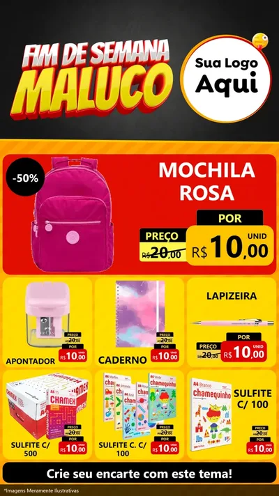 Modelo de Rede Social para Stories com o tema Final de Semana Maluco para Papelaria