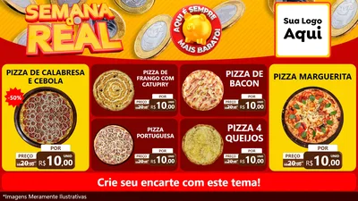 Modelo de TV para TV Horizontal com o tema Semana do Real para Pizzaria