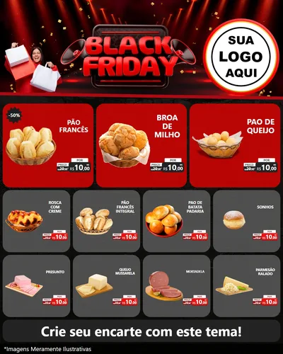 Modelo de Rede Social para Feed Instagram com o tema Black Friday para Padaria