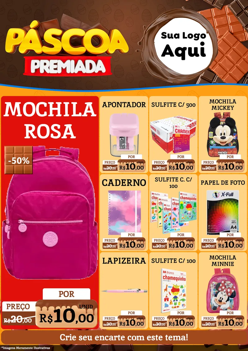 Modelo de Encarte para Encarte A4 Vertical com o tema Páscoa Premiada para Papelaria
