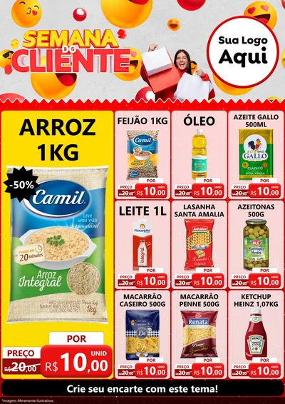 Modelo de Encarte para Encarte A4 Vertical com o tema Semana do Cliente para Supermercado