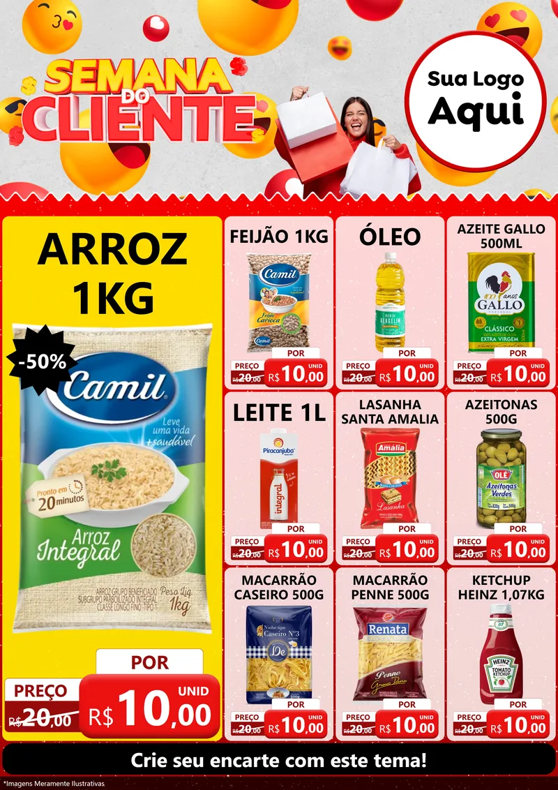 Modelo de Encarte para Encarte A4 Vertical com o tema Semana do Cliente para Supermercado