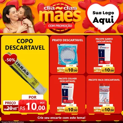 Modelo de Rede Social para Feed Facebook com o tema Dia das Mães com Promoção para Embalagens