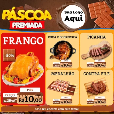 Modelo de Rede Social para Feed Facebook com o tema Páscoa Premiada para Assados
