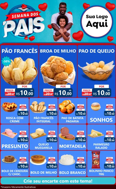 Modelo de Encarte para Encarte Grande com o tema Semana Dos Pais para Padaria