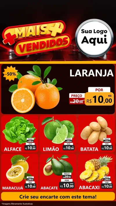 Modelo de Rede Social para Stories com o tema Mais Vendidos para Hortifrúti