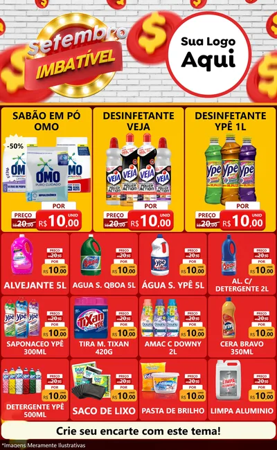 Modelo de Encarte para Encarte Grande com o tema Setembro Imbatível para Produtos de Limpeza