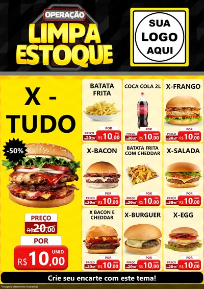 Modelo de Encarte para Encarte A4 Vertical com o tema Operação Limpa Estoque para Hamburgueria