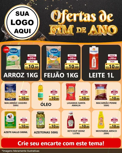 Modelo de Rede Social para Feed Instagram com o tema Ofertas de Fim de Ano para Supermercado